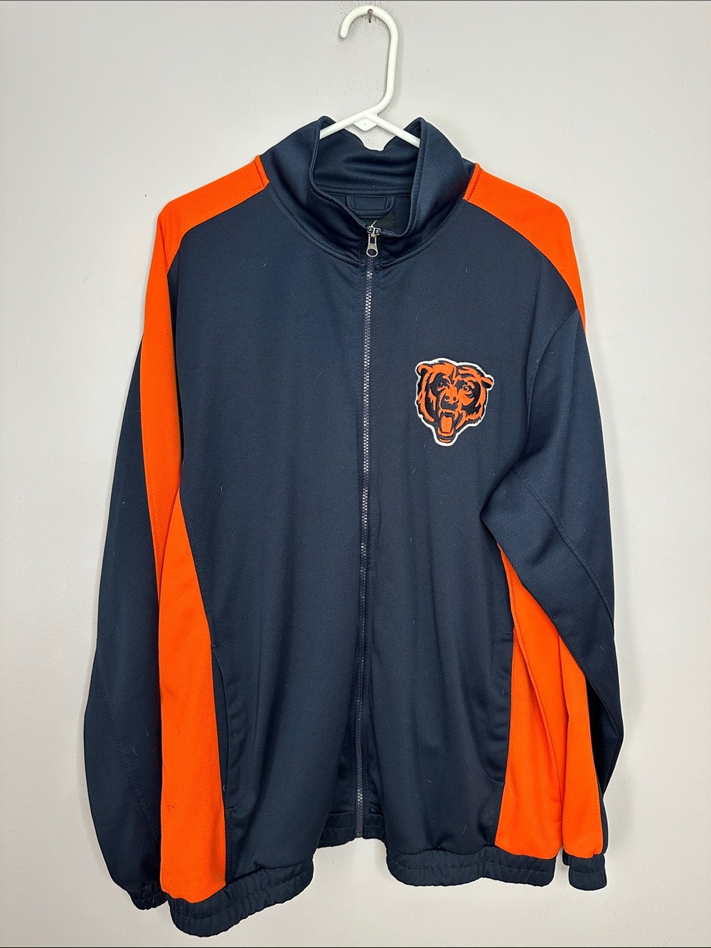 Chicago Bears NFL Navy and Orange Logo Full Zipper size XL